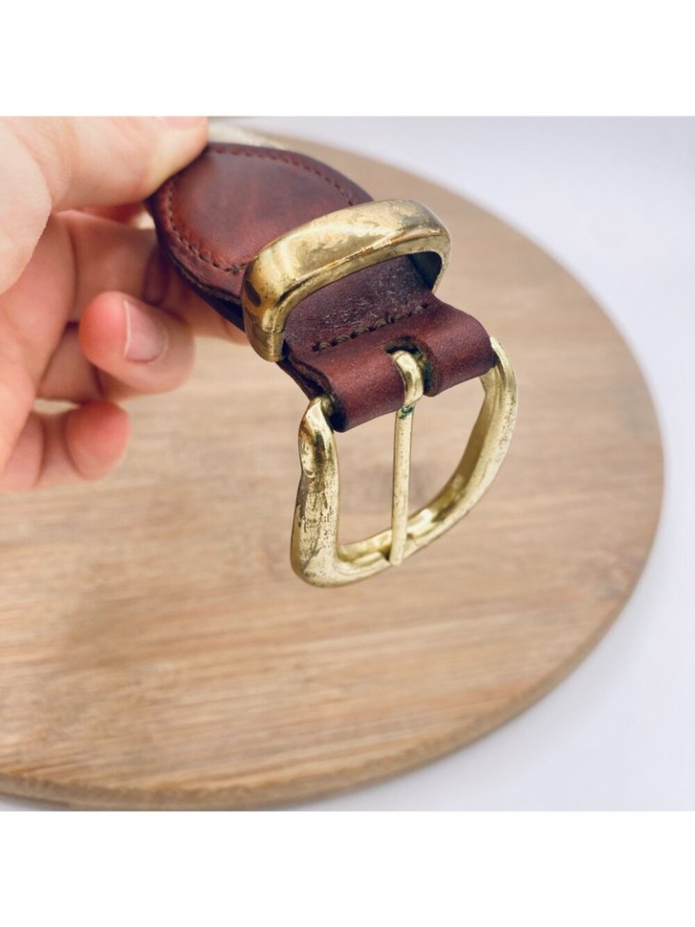 Vintage Masters Golf Belt Womens 32 Brown Full Grain Leather Nylon Brass Buckle - Picture 3 of 12